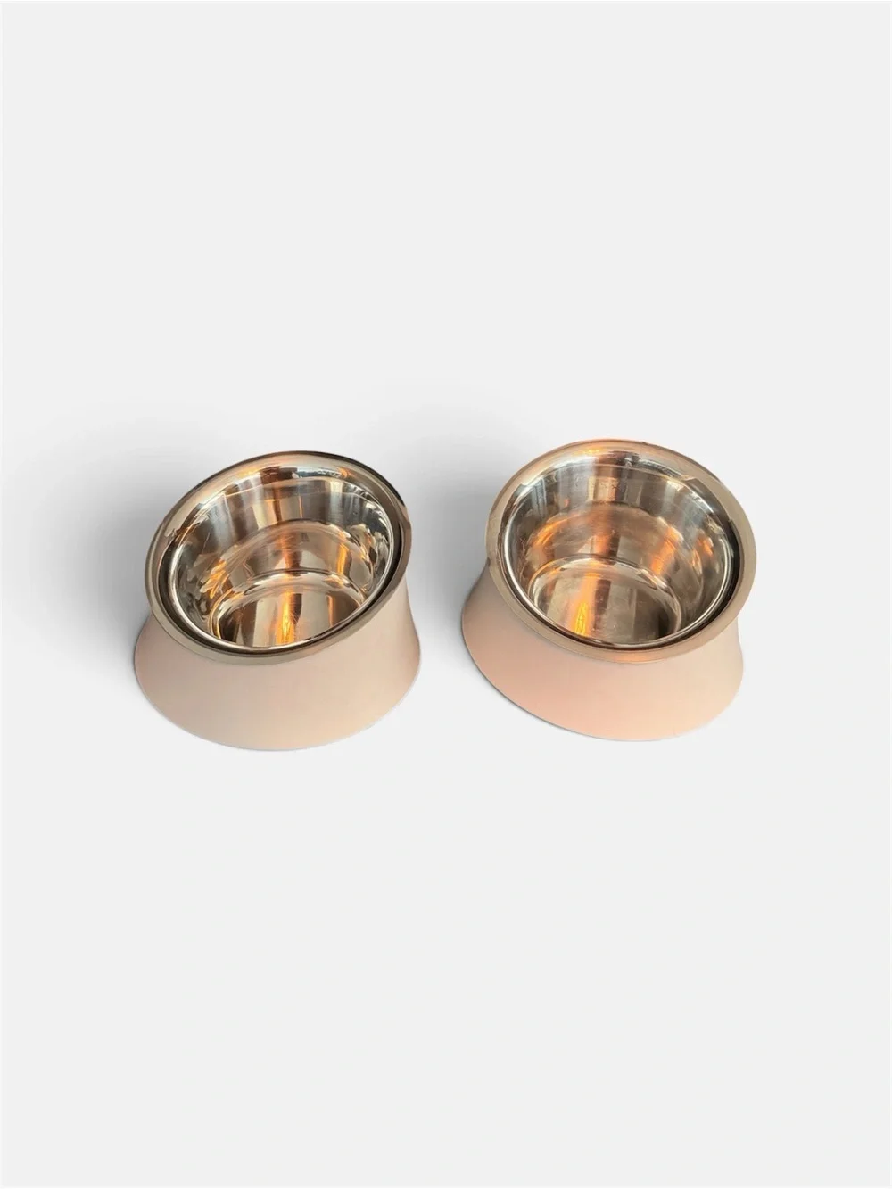 Alessi Set of 2 Stainless Steel Pet Bowls with White Silicone Base